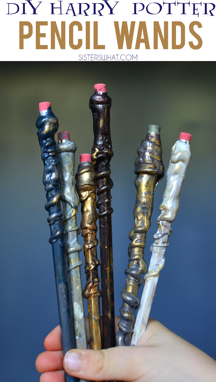 DIY Harry Potter Pencil Wands using Hot Glue and Paint