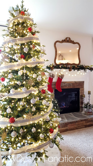 Christmas, Christmas tree, Christmas mantel, Christmas decorations, cottage, cottage style, farmhouse, farmhouse style, diyDesignFanatic.com