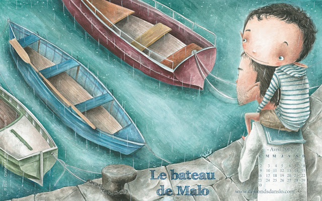 Fond d'écran avril 2012 n°4 - Le bateau de Malo d'Ingrid Chabbert et Fabiana Attanasio, en librairie le 19 avril 2012 (1680x1050)