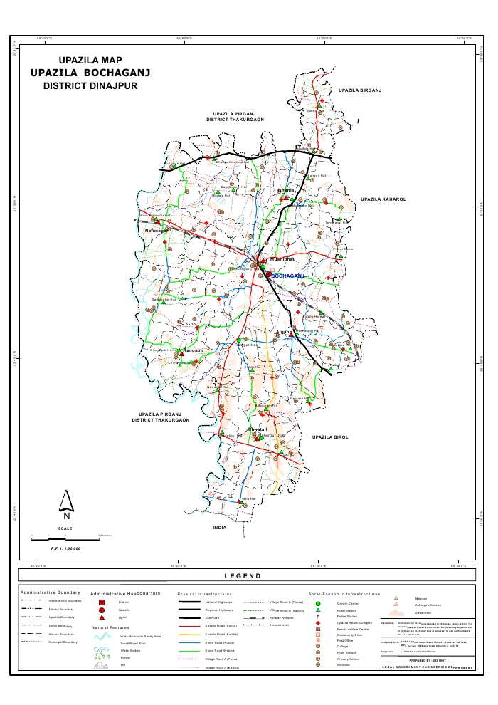 Bochaganj Upazila Map Dinajpur District Bangladesh