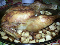Pollo asado con manzanas