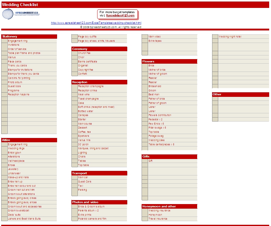 All Abouts Wedding: Wedding Checklist