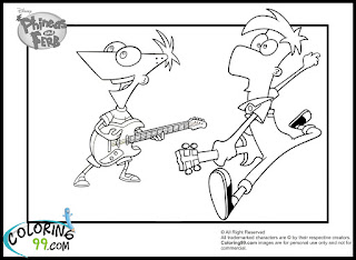 phineas and ferb playing guitar coloring pages