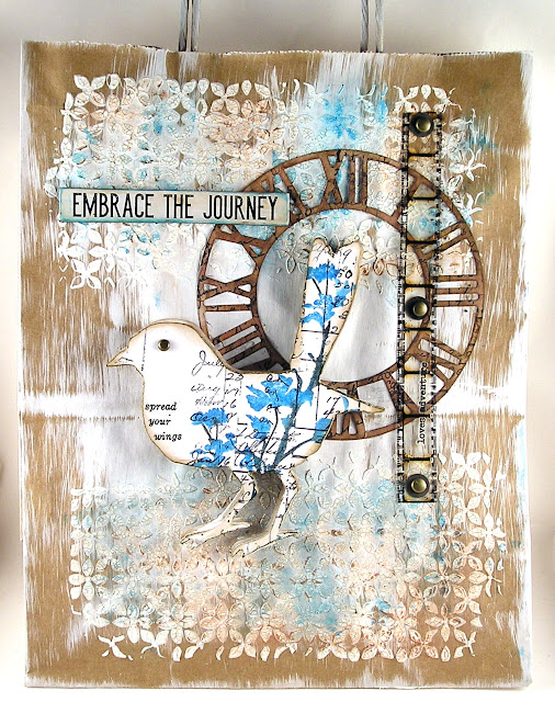 Sizzix TimeKeeper Sizzix Bird Silhouette Stampers Anonymous Etcetera Tim Holtz Layering Stencil Nordic Ideaology Quote Chip For the Funkie Junkie Boutique