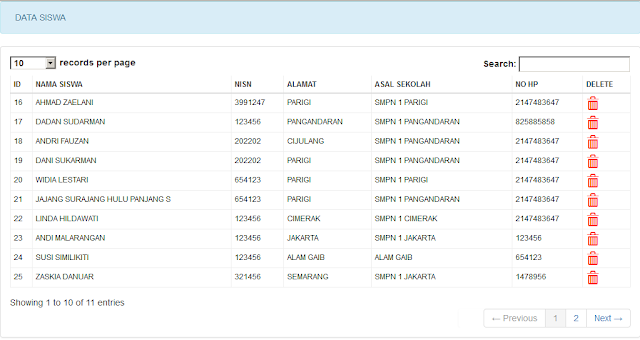 Contoh menampilkan data dengan data tables Contoh menampilkan data dengan data tables