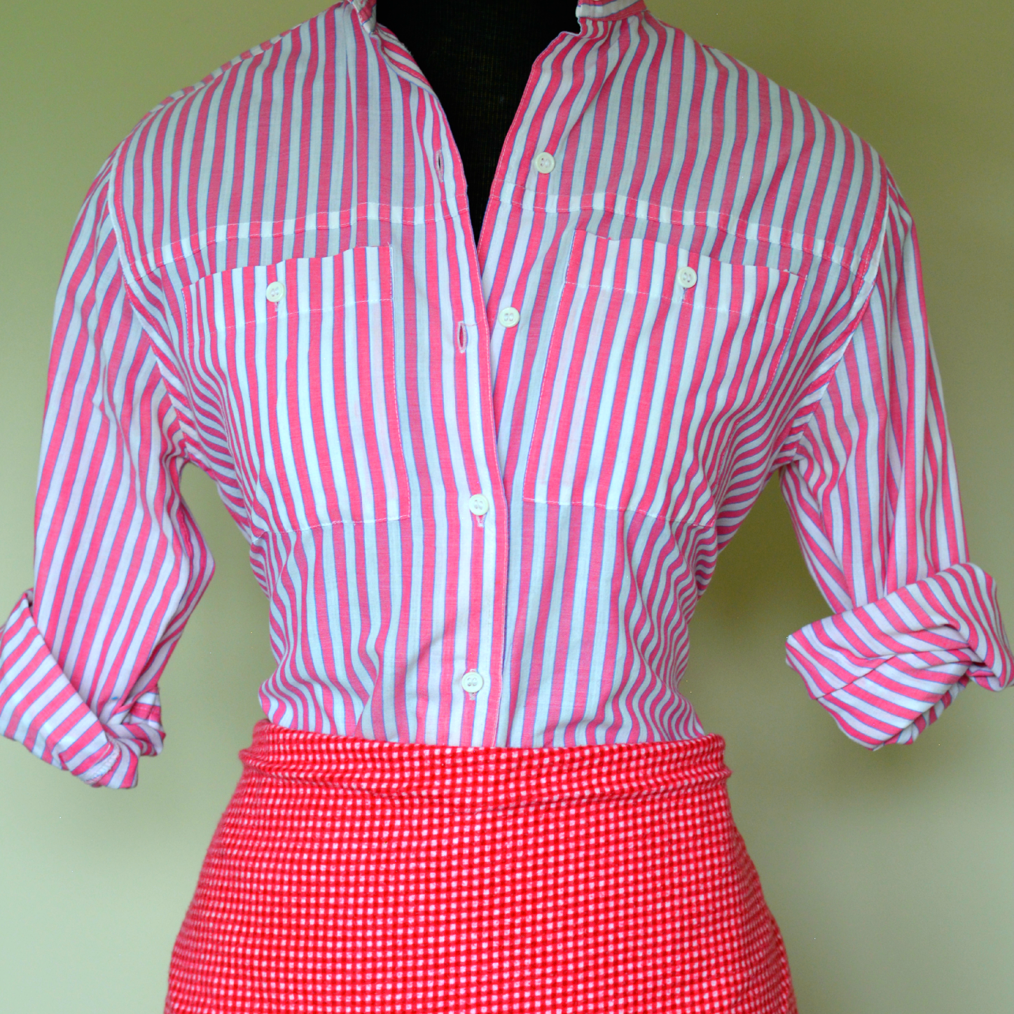 pink preppy striped shirt