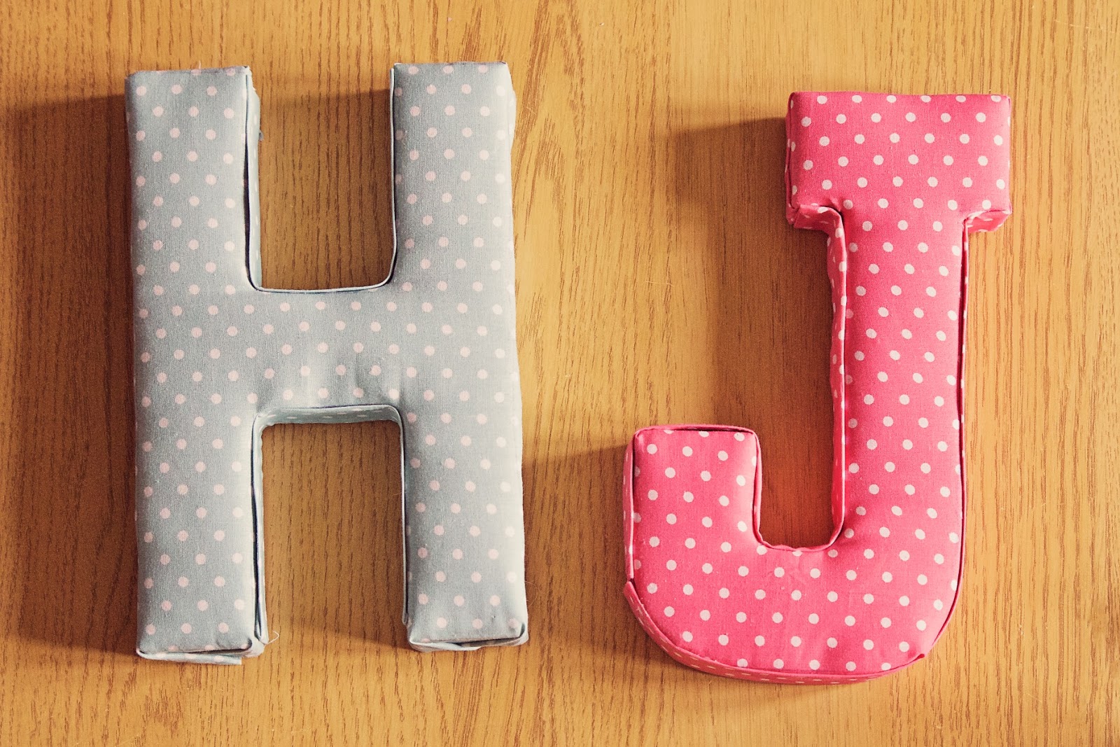 Completed fabric letters