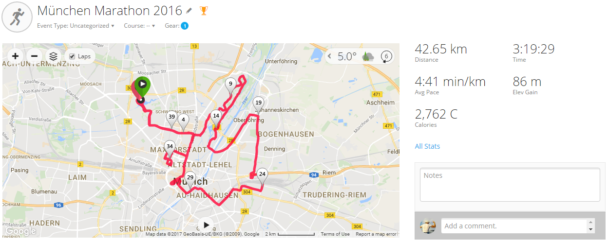 Munich Marathon Munich Marathon 2016 Garmin data