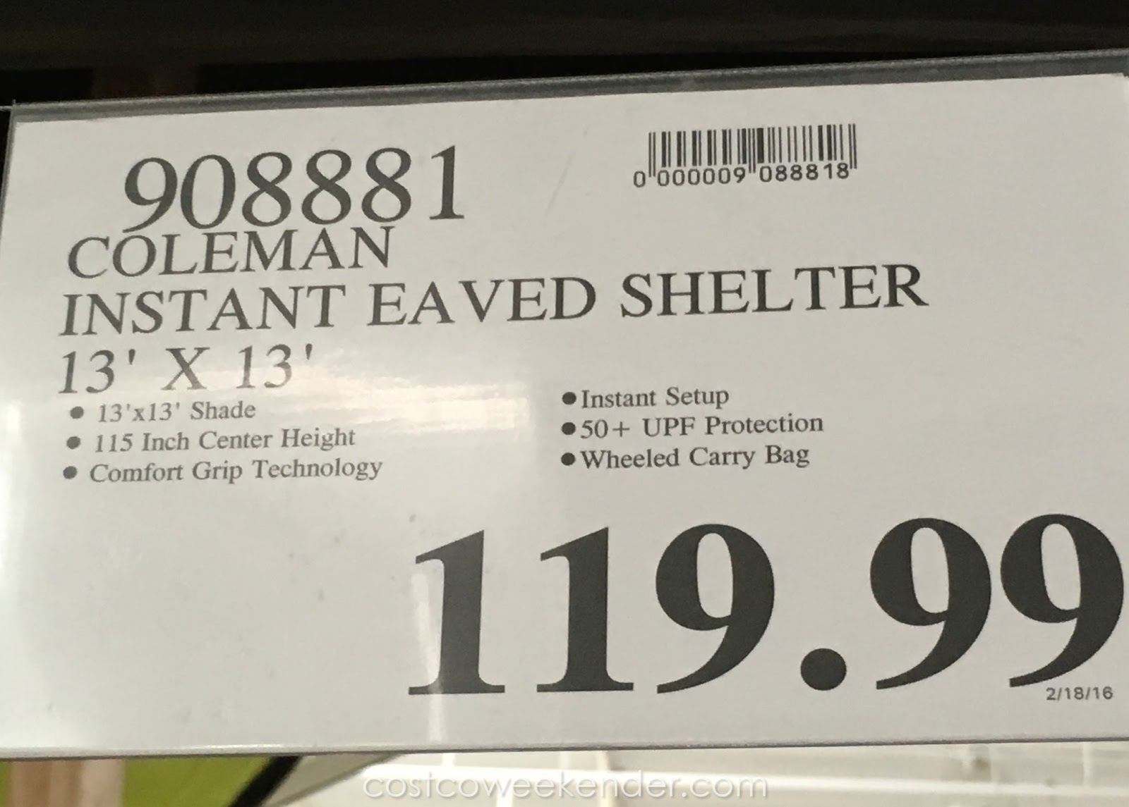 Coleman Instant Eaved Shelter Costco Weekender