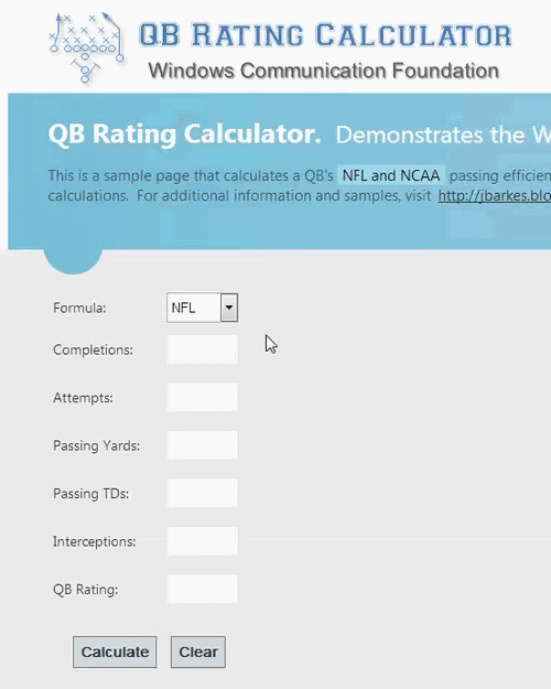 Software Development Outpost QB Rating Calculator Service