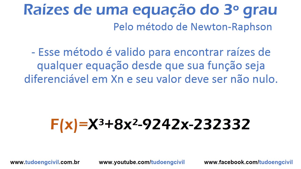 Como encontrar raízes de uma equação do 3º grau pelo método de Newton Raphson