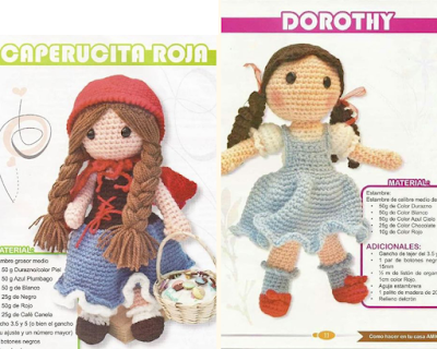 Muñequitas amigurumis Dorothy y Caperusita Roja (Patron en español)