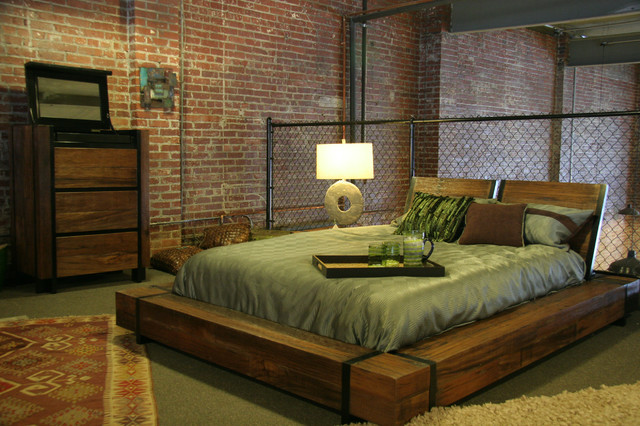 industrial chic furniture for bedroom with lamp