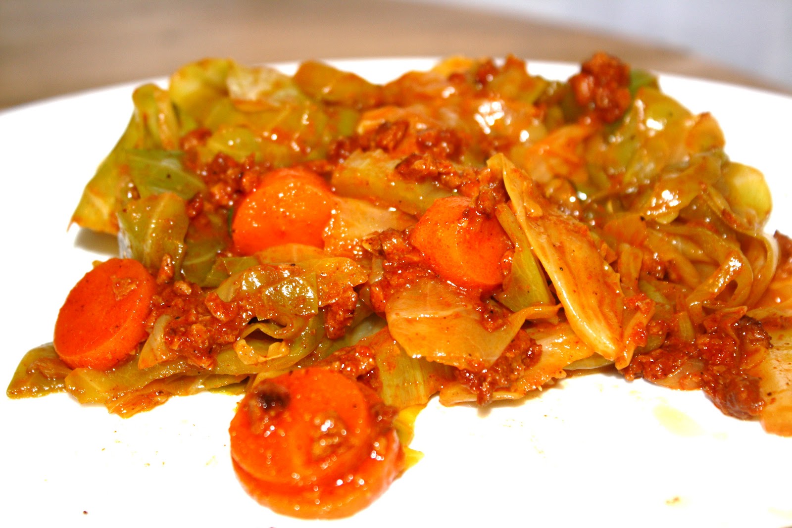 One Lazy Vegetarian Soy Chorizo & Cabbage