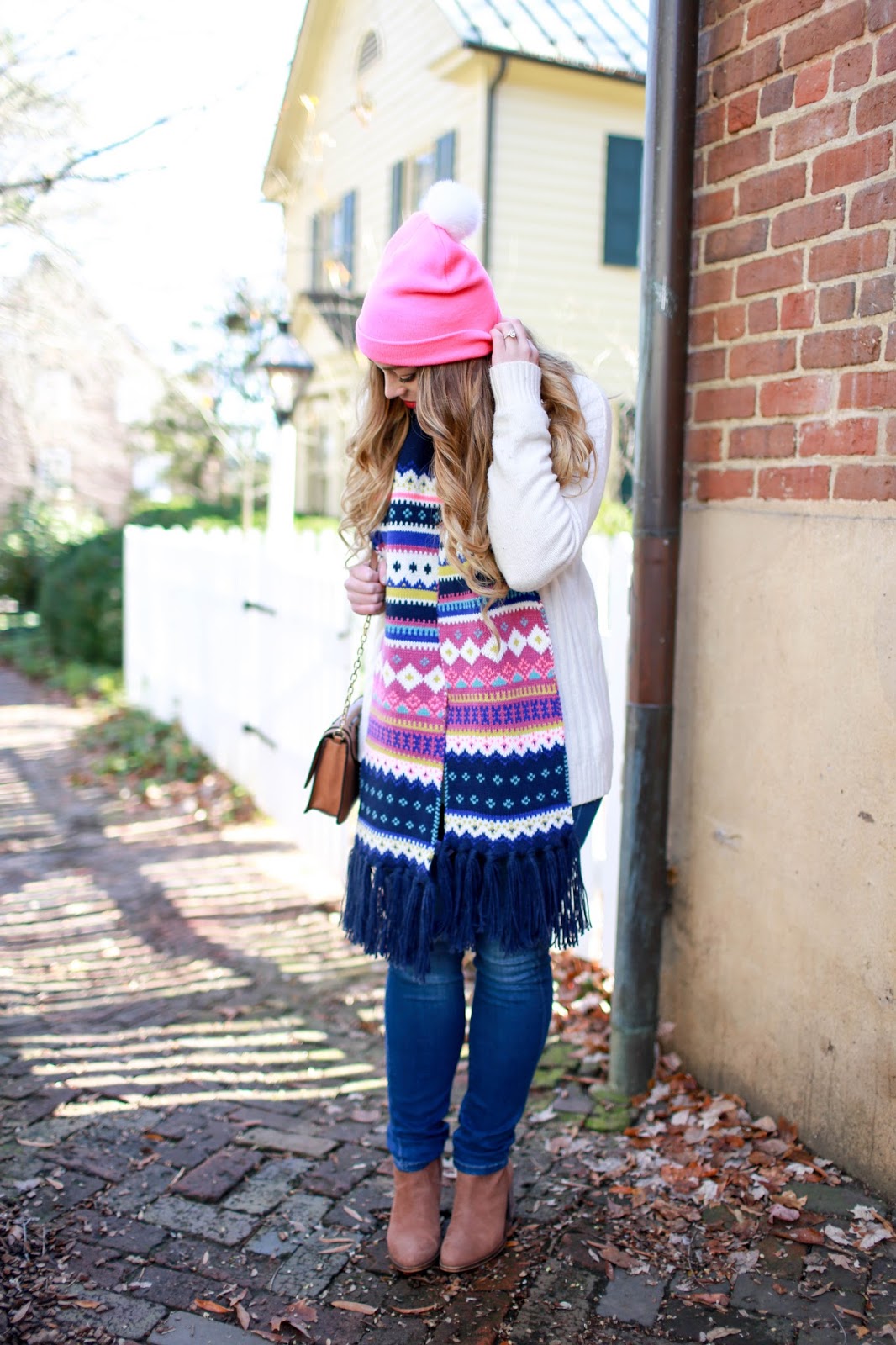 Neon Pom Pom Beanie + Winter Outfit