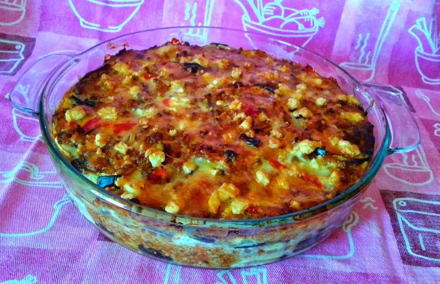 moussaka con pimientos