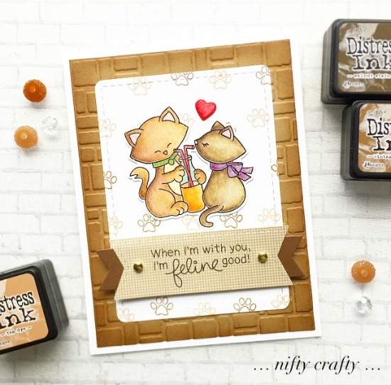 Feline Good Kitty Card by February's Guest Designer Valliam | Newton's Sweetheart Stamp Set by Newton's Nook Designs #newtonsnook