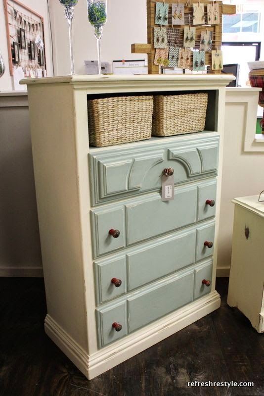 Best DIY Projects Dresser with baskets as top drawers. Great for organizing and adding interest