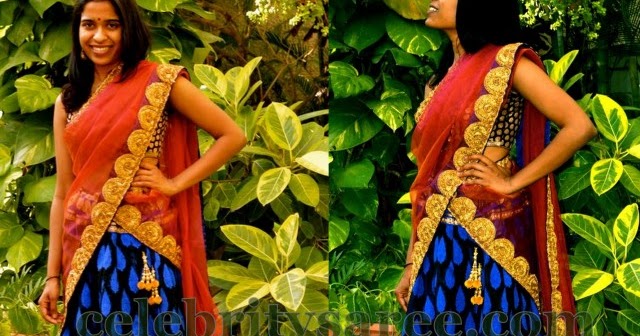 Dazzling Brocade Half Saree - Saree Blouse Patterns