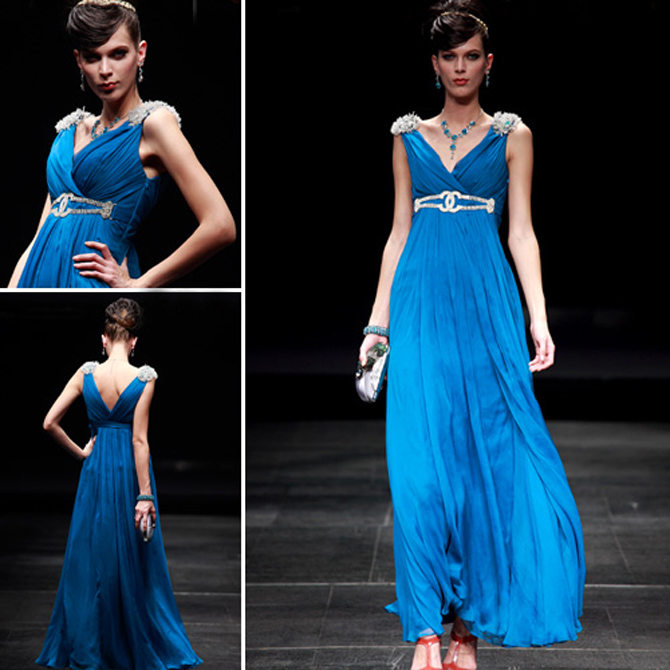 Dress4Cutelady Dress Up with Elegant Blue Color Evening Dress