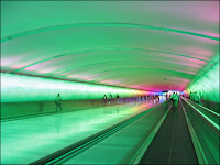 green tunnel airport interior