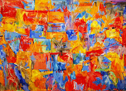 Red Yellow Blue Painting Slashed