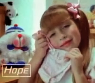 Propaganda das Calcinhas Hope para crianças em 1990.