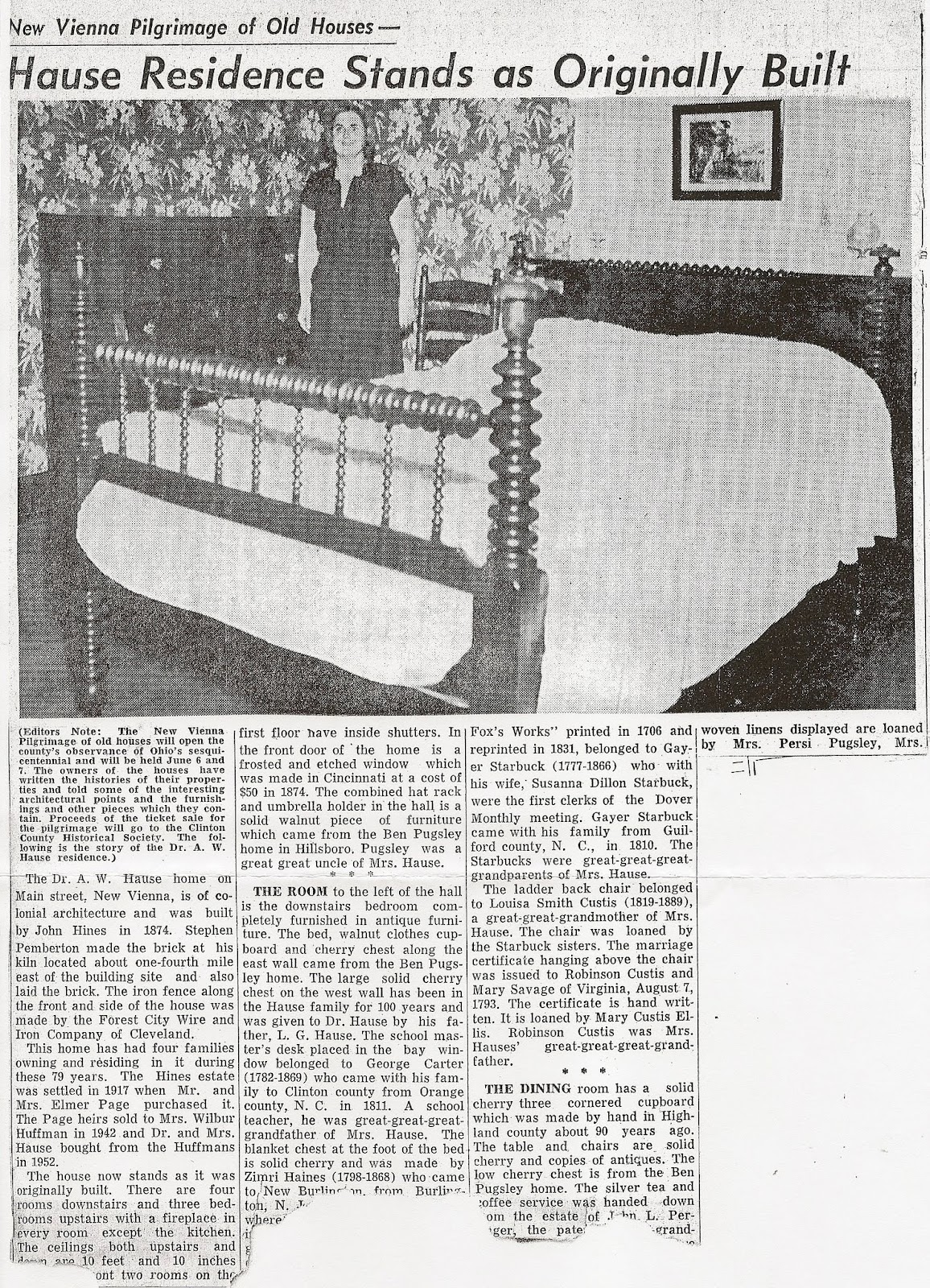 New Vienna Ohio Memories Historic Hause House, built 1874