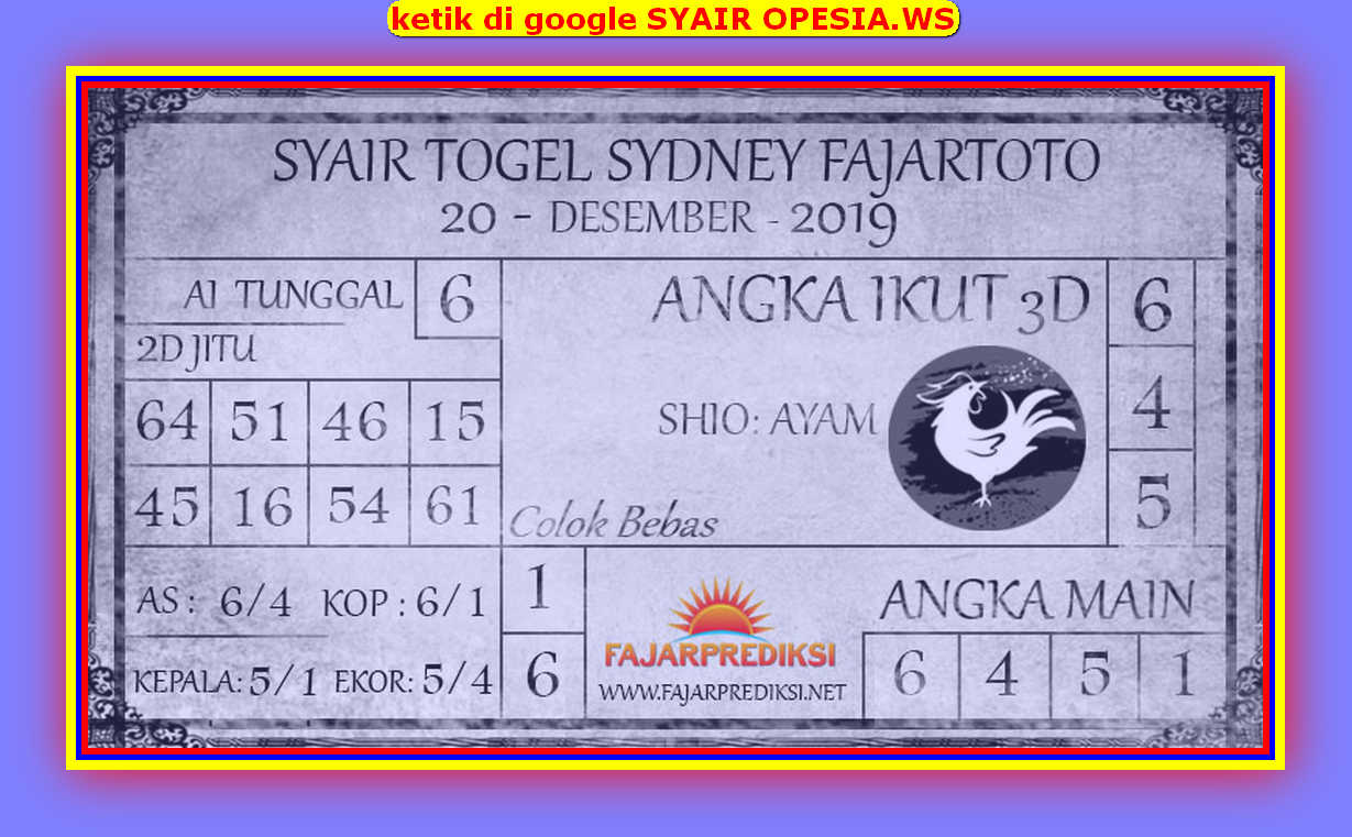 1 New Message Kode Syair Sydney 20 Desember 2019 Forum Syair Togel Hongkong Singapura Sydney
