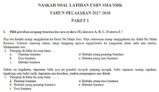 Soal Latihan (USBN) Bahasa Sunda SMA, SMK, MA