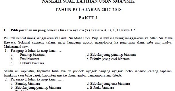 Soal Latihan Ujian Sekolah Berstandar Nasional (Usbn