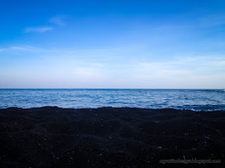 Black Beach Sand And Coastal Horizon View In The Morning At Umeanyar Village North Bali Indonesia