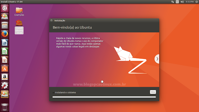 O Ubuntu 17.04 está sendo instalado, aguarde...