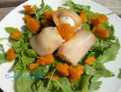 involtini di spada affumicato, mozzarelline e zucca