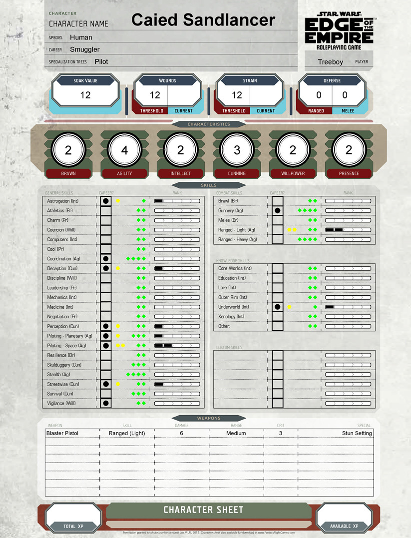 Star Wars Ffg Character Sheet Form Fillable - Printable Forms Free Online