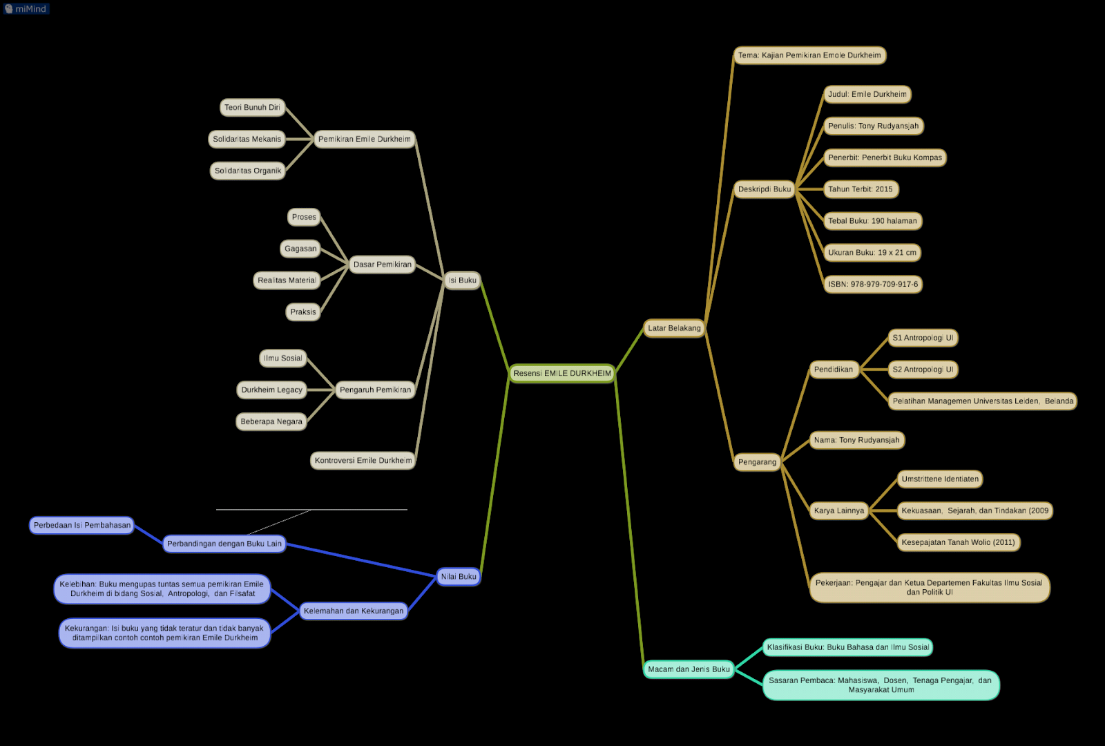 Resensi &amp; Mind Map Emile Durkheim, Tony Rudyansjah Kisah
