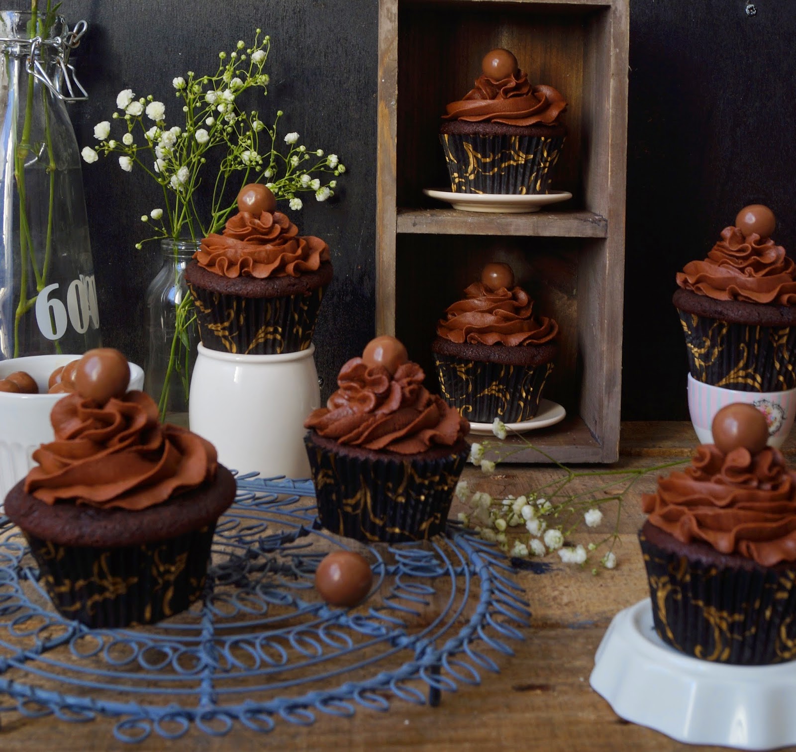 Dolce Rita Malted Chocolate Cupcakes and malted ganache