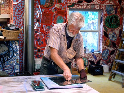 Mosaic artist Isaiah Zagar in his studio at Philadelphia's Magic Gardens
