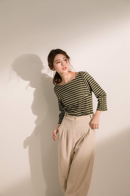 遼闊世界壓線寬管褲-米色