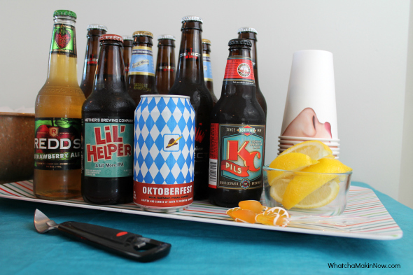 Change things up with this COOL Mix Your Own Beer Bar for your next party! So easy, and guys and gals will love it! 