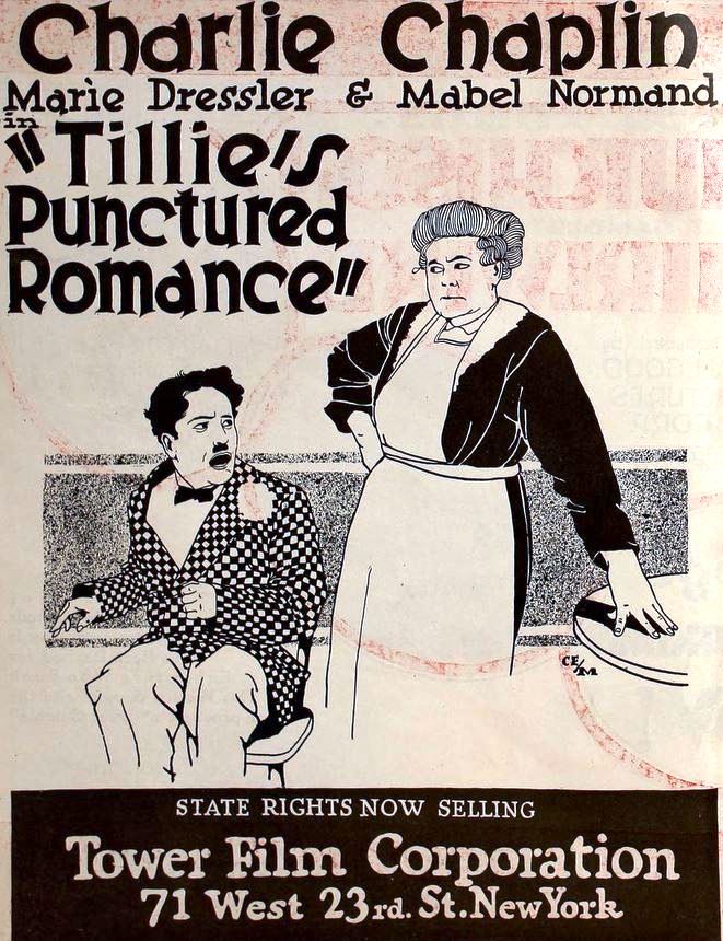 Tillie's Punctured Romance with Charlie Chaplin (1914) US 1918 reissue trade advert
