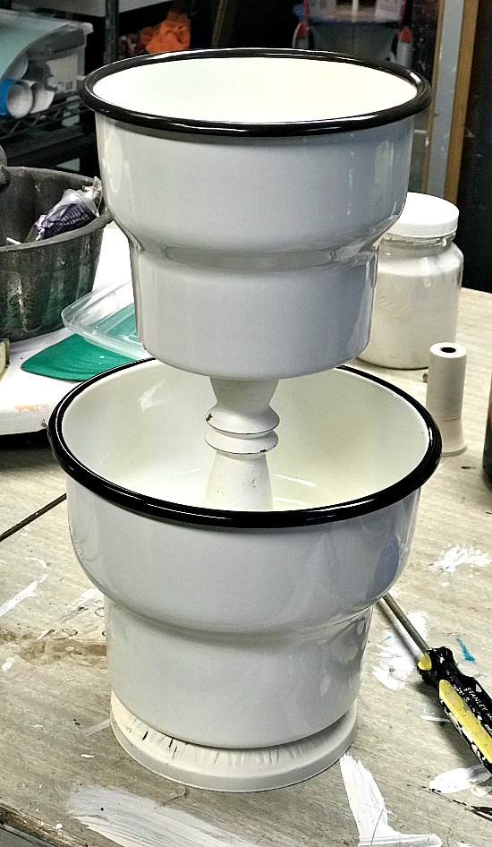 IKEA Hack Enamelware Pedestal Planter