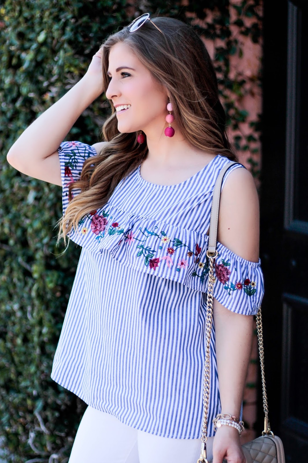 Embroidered Cold Shoulder... | The Dainty Darling