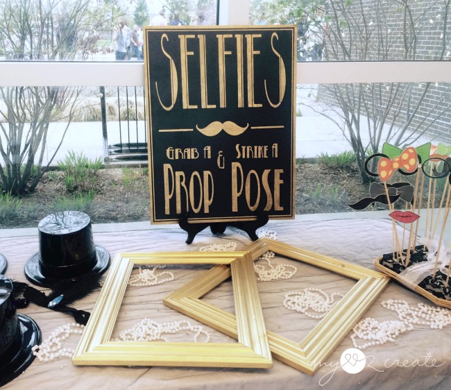 Selfie sign on prop table for wedding chapel