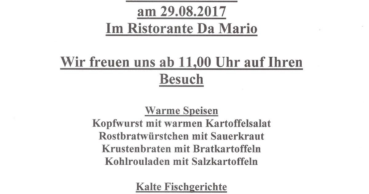 Heideort Steinhorst Niedersachsen Jahrmarktsbufett im Ristorante Da Mario am 29. August