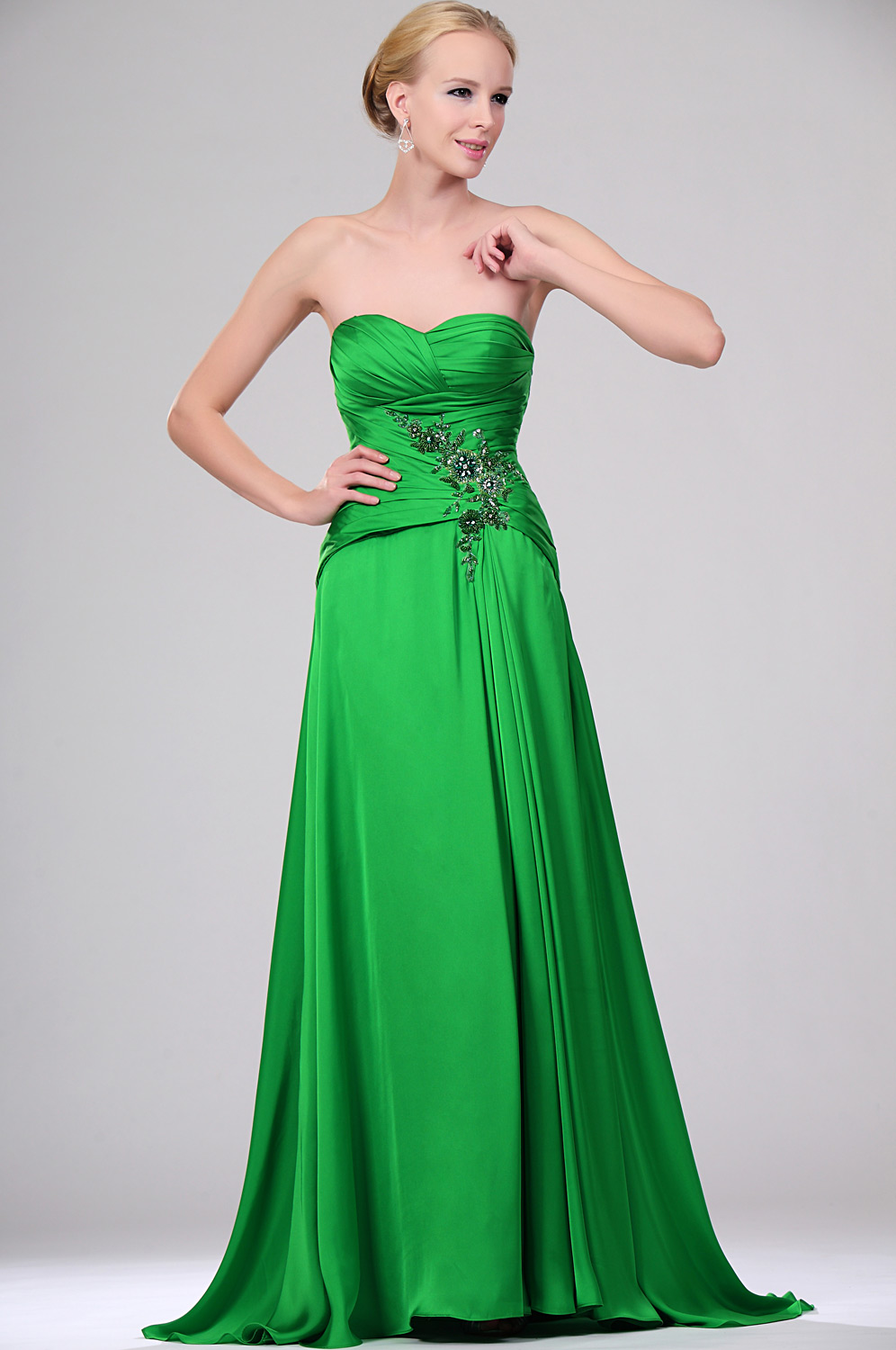 Coiffurete Dance: Robe de soir?�e verte longue