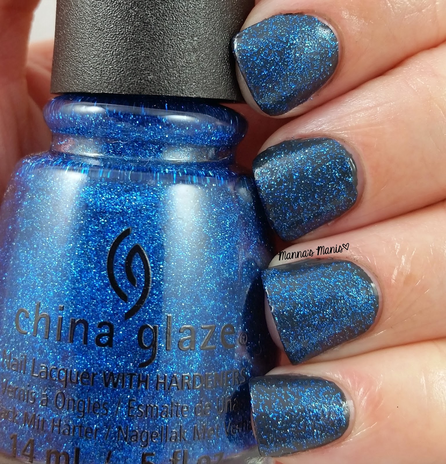 china glaze feeling twinkly, a blue glitter nail polish