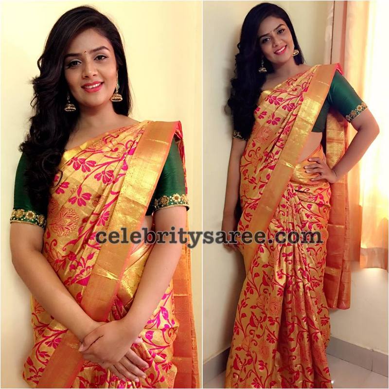 sreemukhi long frocks
