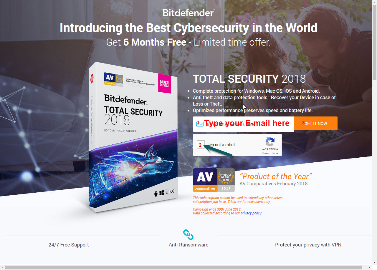 bitdefender total security free 6 months