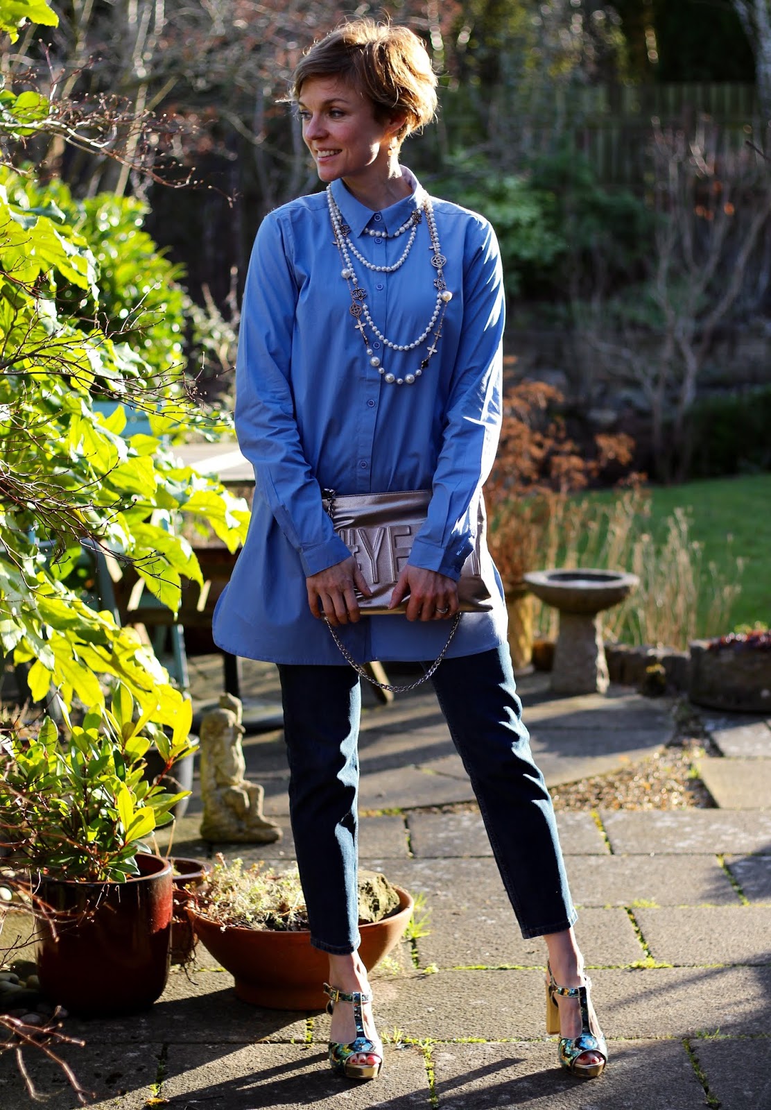 Longline shirt, Topshop Orson Jeans, Sequin Shoes | Fake Fabulous